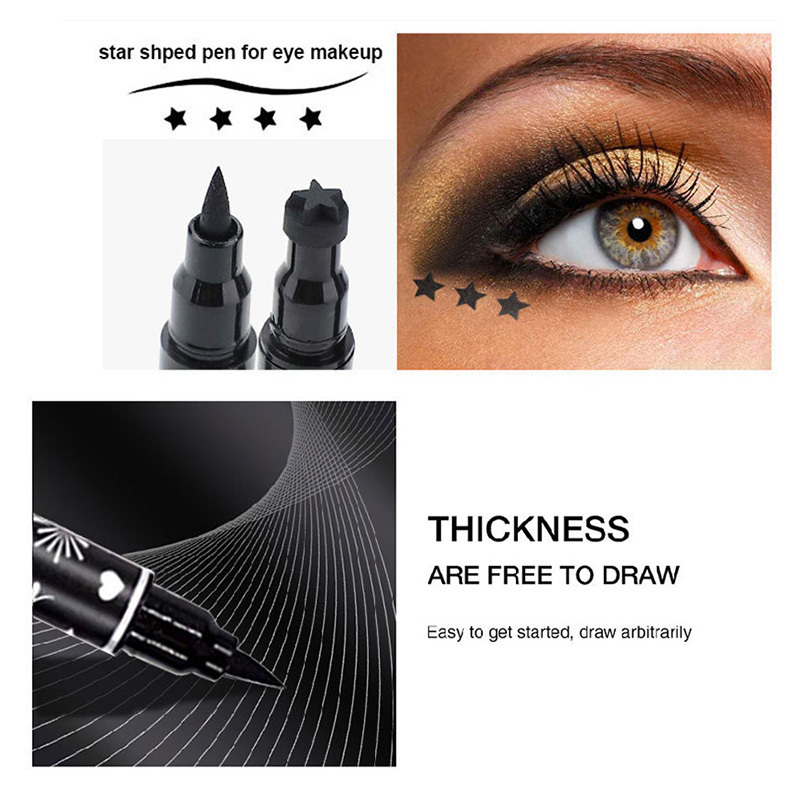 Double Head 2 In 1 Waterproof Waterproof Winged Eyeliner Stamp Silicone Super Thin Black Duel End Cosmetic Seal Eyeliner Pen