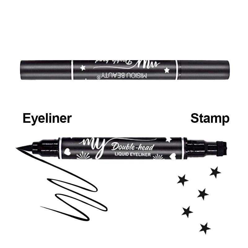 Double Head 2 In 1 Waterproof Waterproof Winged Eyeliner Stamp Silicone Super Thin Black Duel End Cosmetic Seal Eyeliner Pen