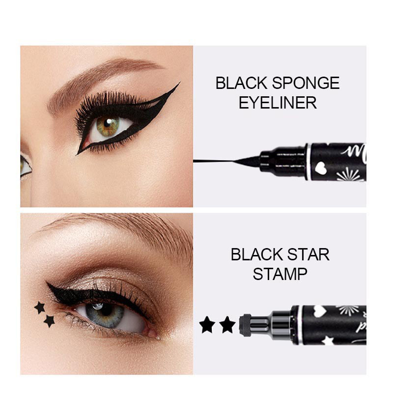 Double Head 2 In 1 Waterproof Waterproof Winged Eyeliner Stamp Silicone Super Thin Black Duel End Cosmetic Seal Eyeliner Pen