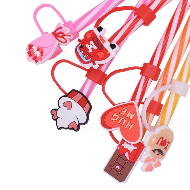 10mm New Products Custom Straw Topper Valentine's Day Straw Toppers Charms Heart Tumbler Topper for Water Bottle