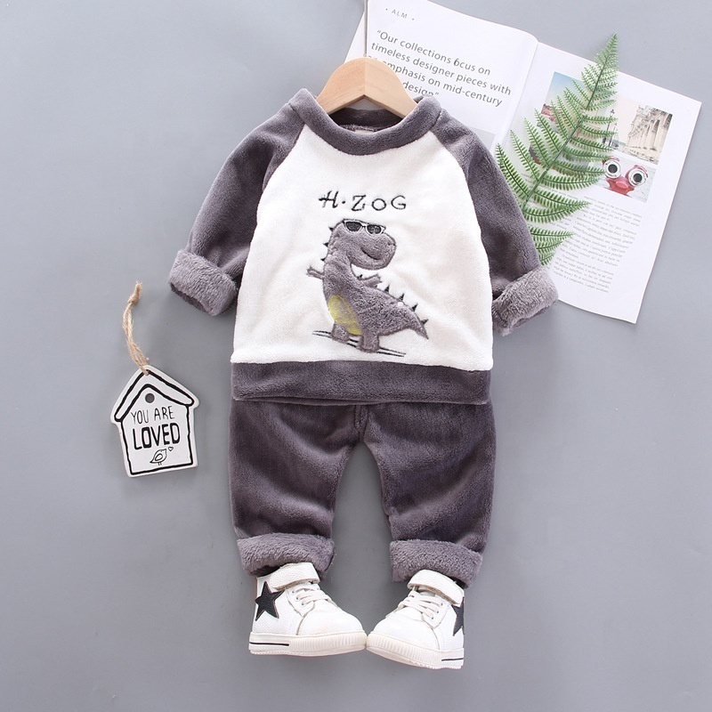 New Winter Pajamas For Boys Baby Girl Clothes Suit Children Fashion Cartoon Thick T-Shirt Pants 2Pcs/Sets Infant Kids Sleepwear