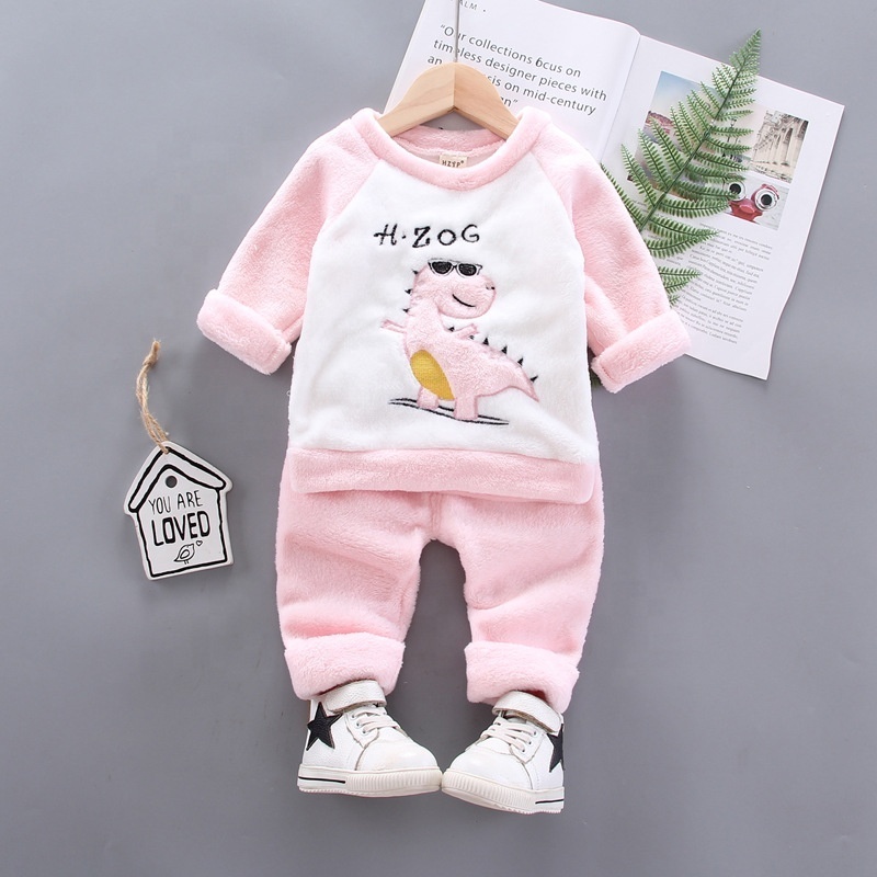 New Winter Pajamas For Boys Baby Girl Clothes Suit Children Fashion Cartoon Thick T-Shirt Pants 2Pcs/Sets Infant Kids Sleepwear