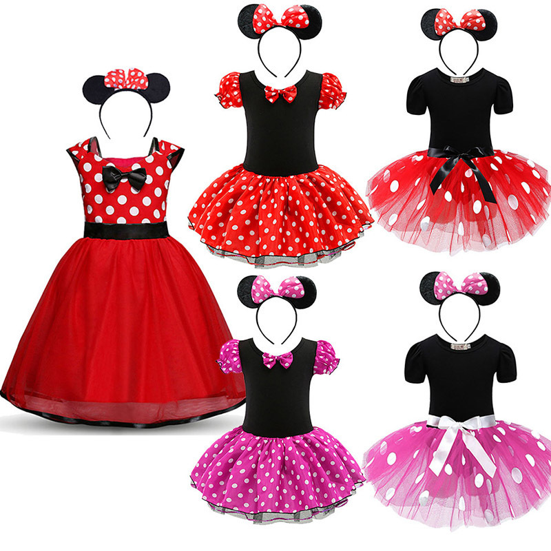 Baby Girls Ballet Tutu Dress Summer Kids Minnie Mickey Dress Cartoon Mouse Costume Children Christmas Birthday Party Clothes