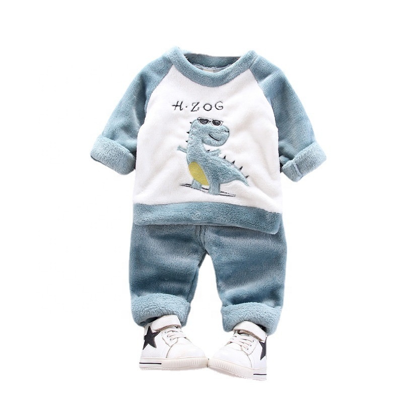 New Winter Pajamas For Boys Baby Girl Clothes Suit Children Fashion Cartoon Thick T-Shirt Pants 2Pcs/Sets Infant Kids Sleepwear