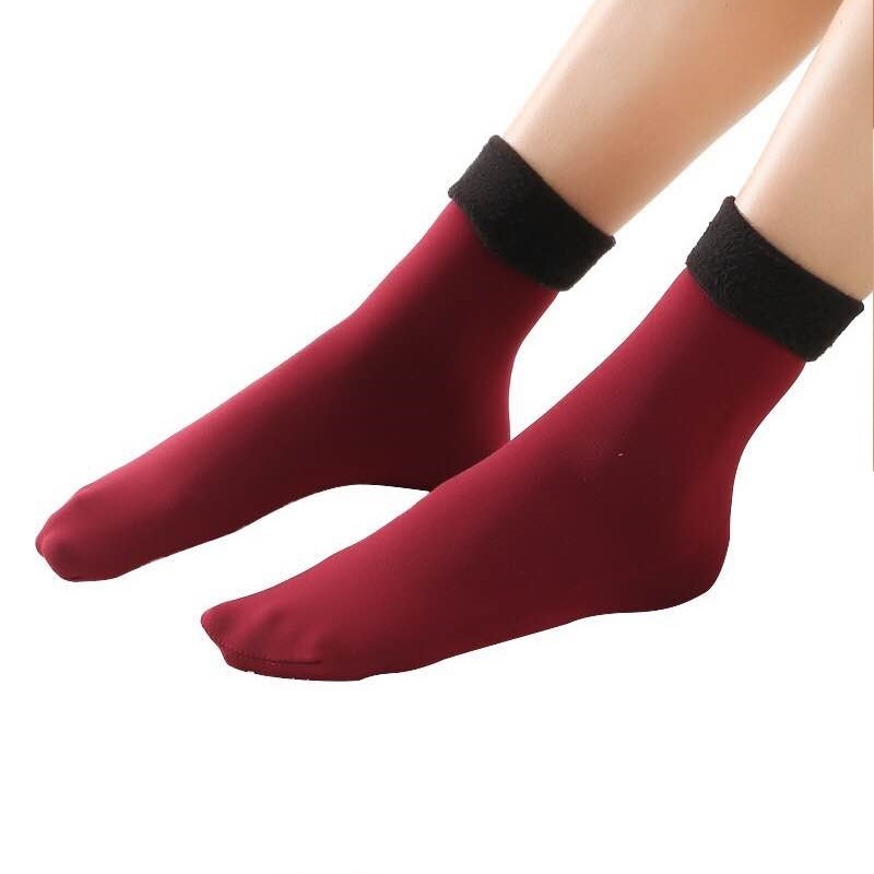 Winter Women Fleece Lined Velvet Lined Tube Winter Snow Socks Home Indoor Floor Two Finger Toe Heated Warm Japanese Tabi Socks