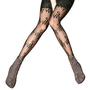 new arrival letter printed women pantyhose tights fashion mature pantyhose stocking