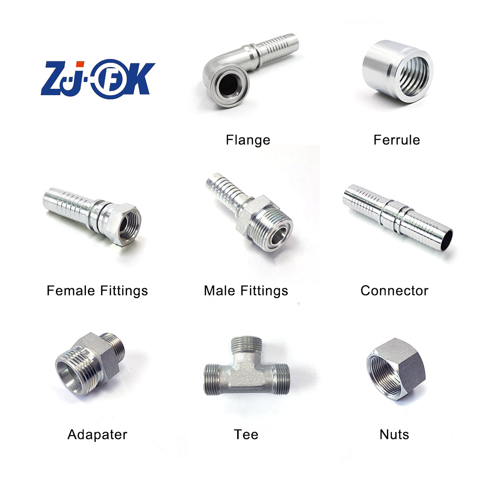 zhuji feike cnc jic hydraulic hose ferrule and fittings for oil pressing customized zinc galvanized  hydraulic fittings