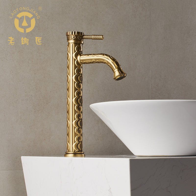 Antique brushed gold bathroom brass basin faucets manufacturer