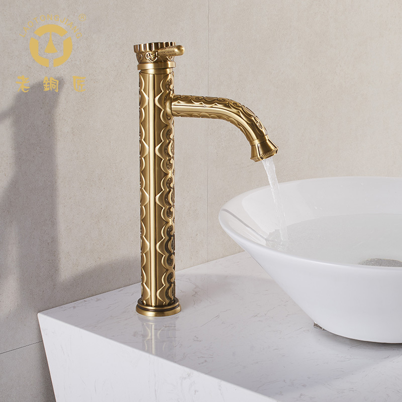 Antique brushed gold bathroom brass basin faucets manufacturer