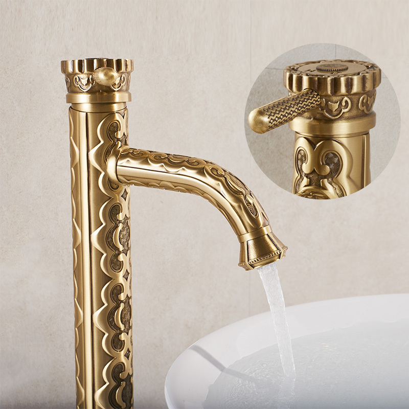 Antique brushed gold bathroom brass basin faucets manufacturer