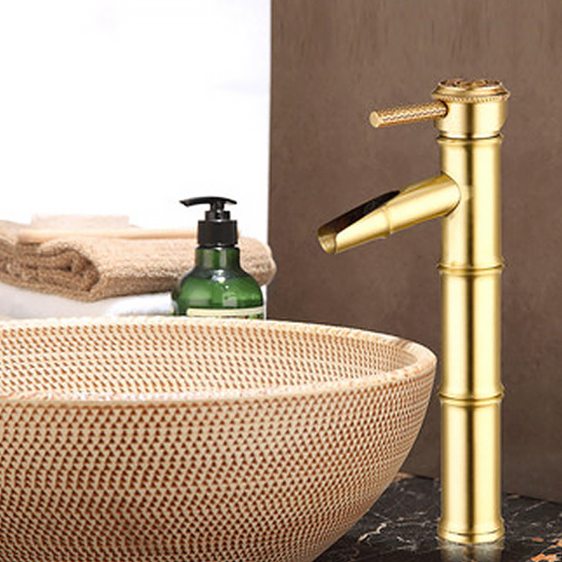 Antique brass gold colour bronze bamboo structure faucet China