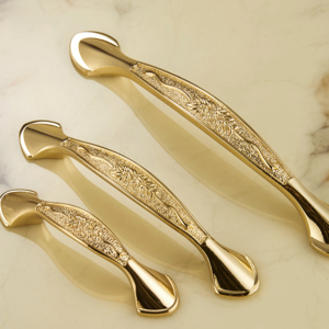 24k Gold Luxury Brass Metal Furniture Hardware Cabinet Pulls Kitchen Handles