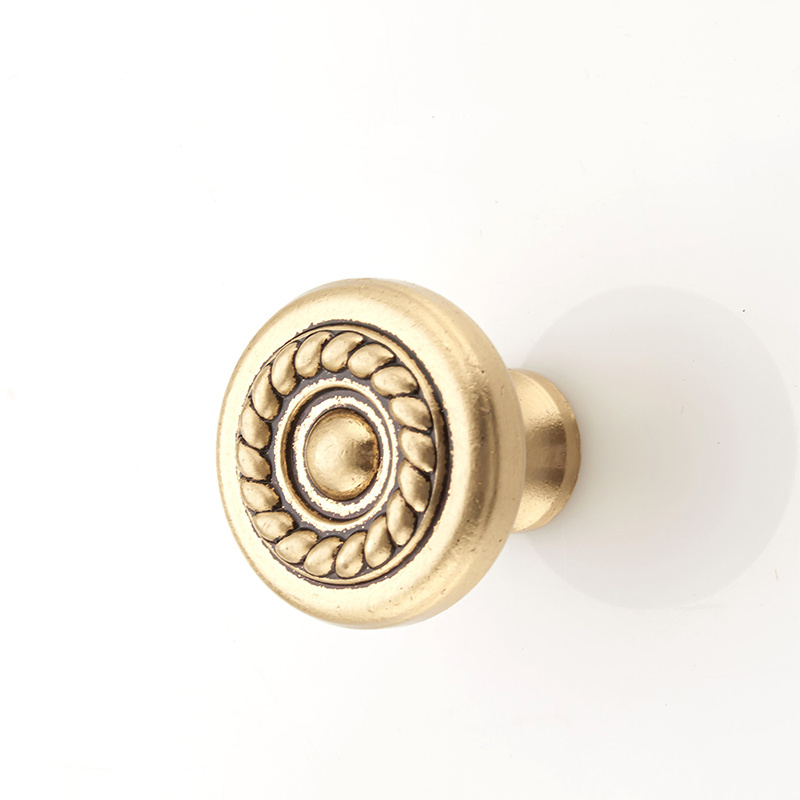 Vintage brushed gold cabinet knob and brass drawer pull knobs