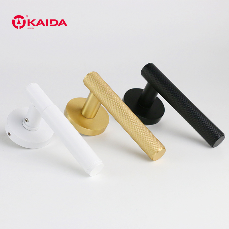 Interior Luxury Knurled Brass Black Door Lever Handle Set Cabinet Pull Handle