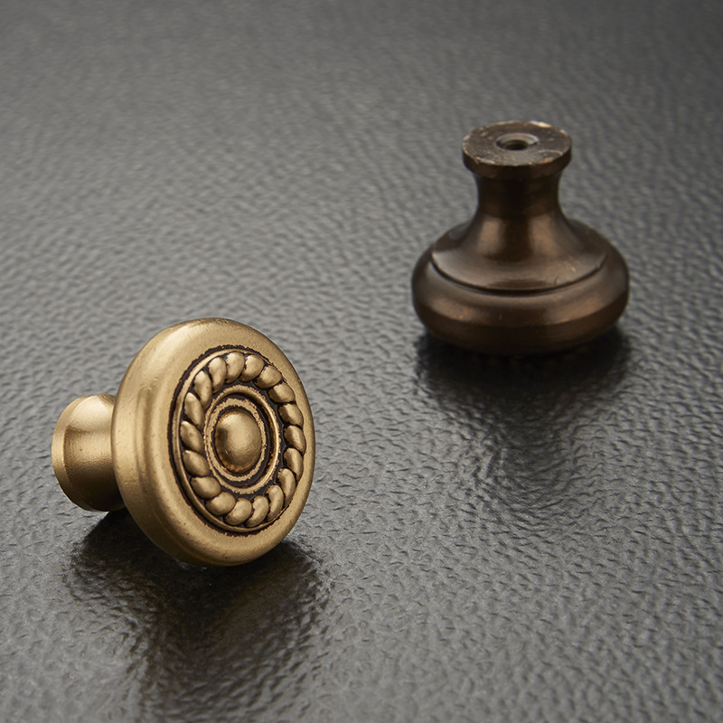 Vintage brushed gold cabinet knob and brass drawer pull knobs