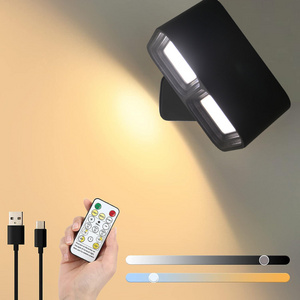 Rechargeable battery operated magnetic ball 360 rotation remote control wall lamp 3 color temperatures led wall mounted lights