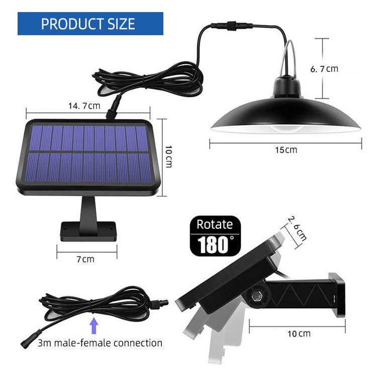 ip65 waterproof dual head hanging lamp remote indoor adjustable led shed  outdoor solar pendant lights garden lights