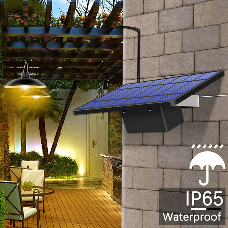 ip65 waterproof dual head hanging lamp remote indoor adjustable led shed  outdoor solar pendant lights garden lights