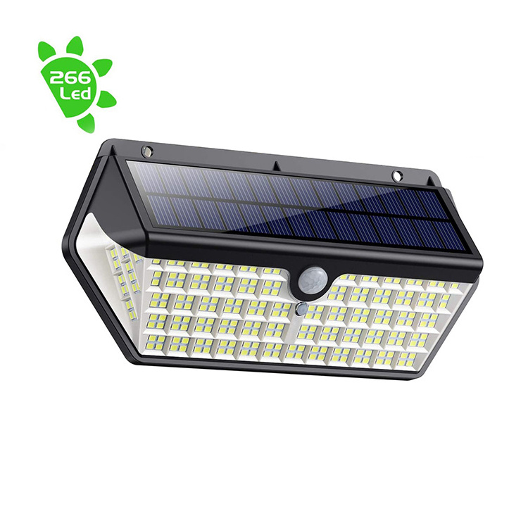 super bright ip65 waterproof 3 lighting model newest 266 leds solar lights outdoor motion sensor lights outdoor gardensolar wall