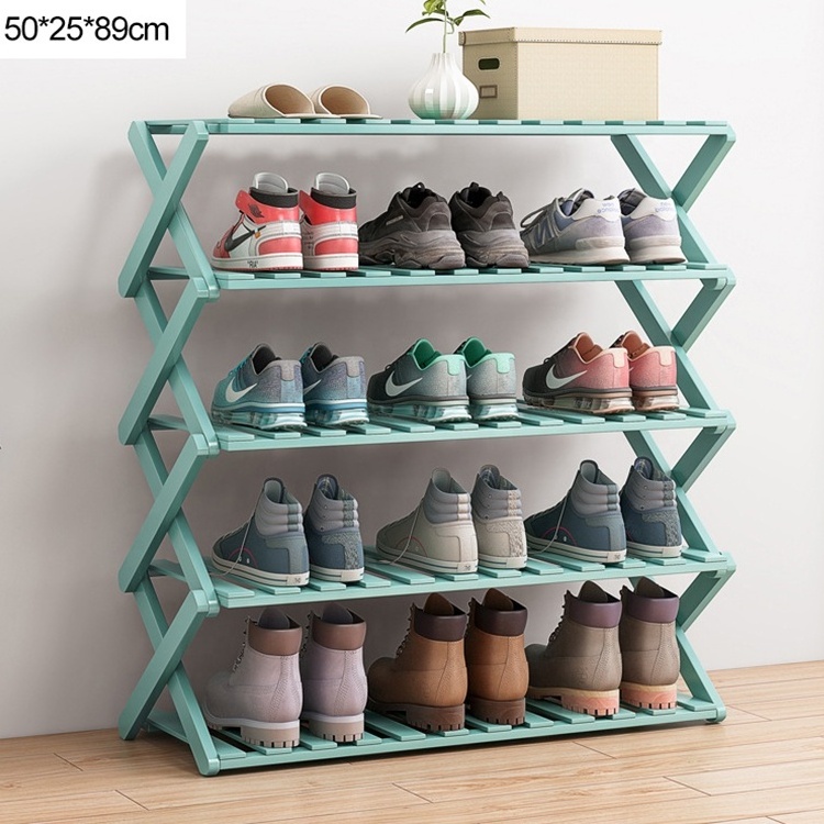 Free installation folding multi-layer shoe rack simple household economic racks storage bamboo shoe rack cabinet