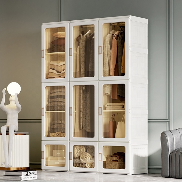 Modern living room plastic foldable portable wardrobes cabinet bedroom closet