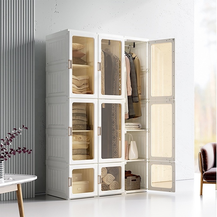 Modern living room plastic foldable portable wardrobes cabinet bedroom closet