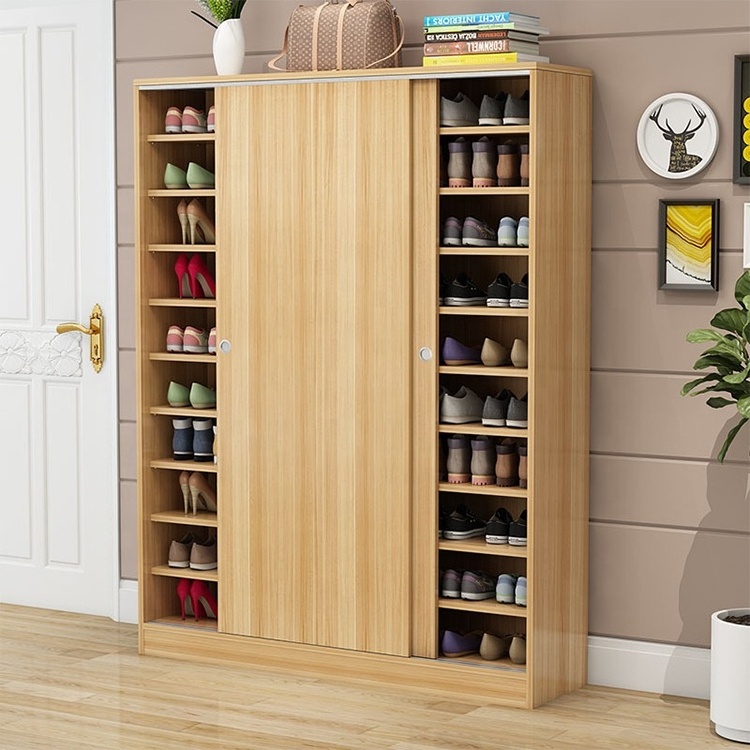 Modern shoe cabinet sliding door shoe cabinet large wooden shoe rack design cabinet