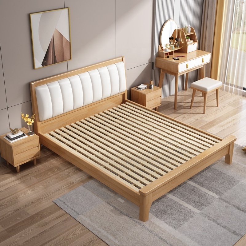 Luxury new arrival home apartment bed american style wooden beds bedroom furniture solid wood bed