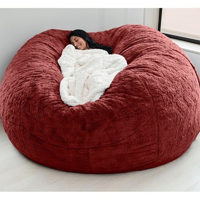 (no filling) 7ft fur fabric giant beanbag cover soft big round bean bag lazy sofa bed living room chair