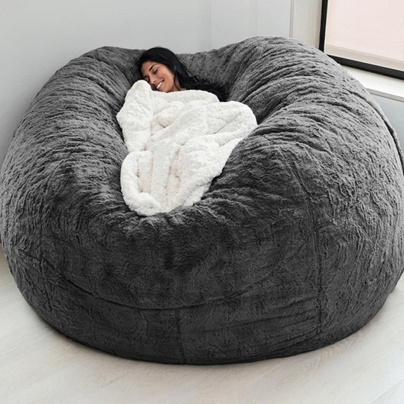 Extra large bean bag cover 7ft foam filled living room sofa faux fur giant sofa bed bean bag chair