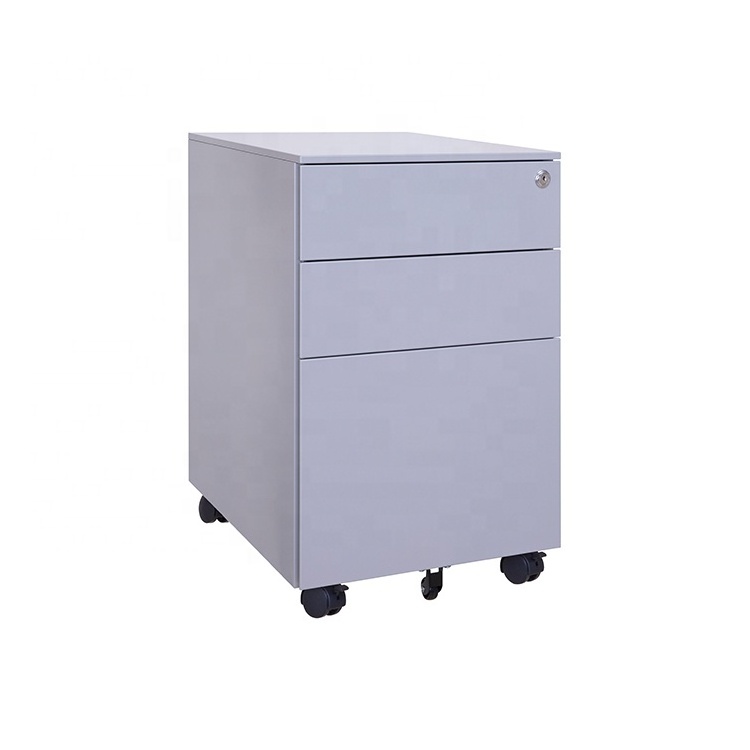 Office furniture equipment 3 drawers filing cabinet for A4 file steel metal mobile pedestal with key lock