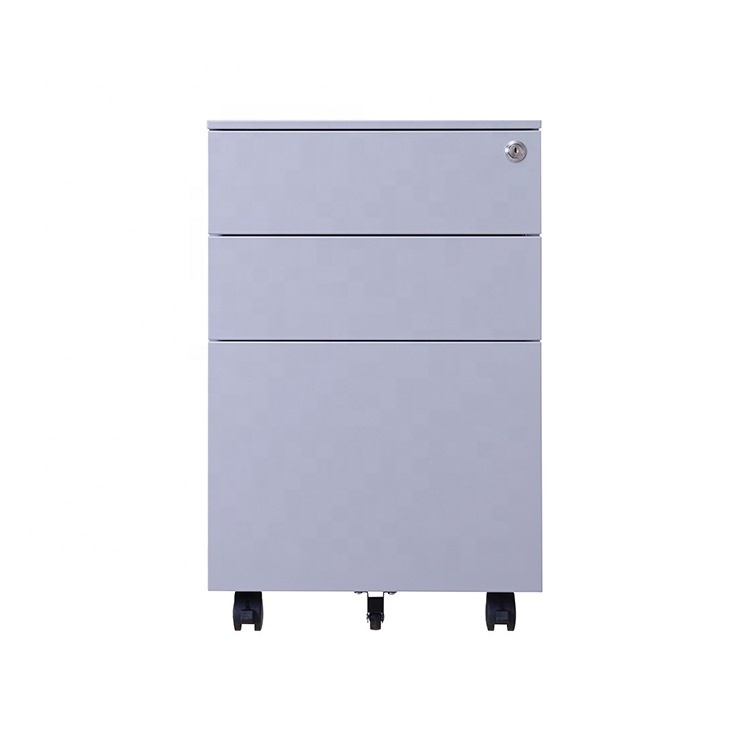 Office furniture equipment 3 drawers filing cabinet for A4 file steel metal mobile pedestal with key lock