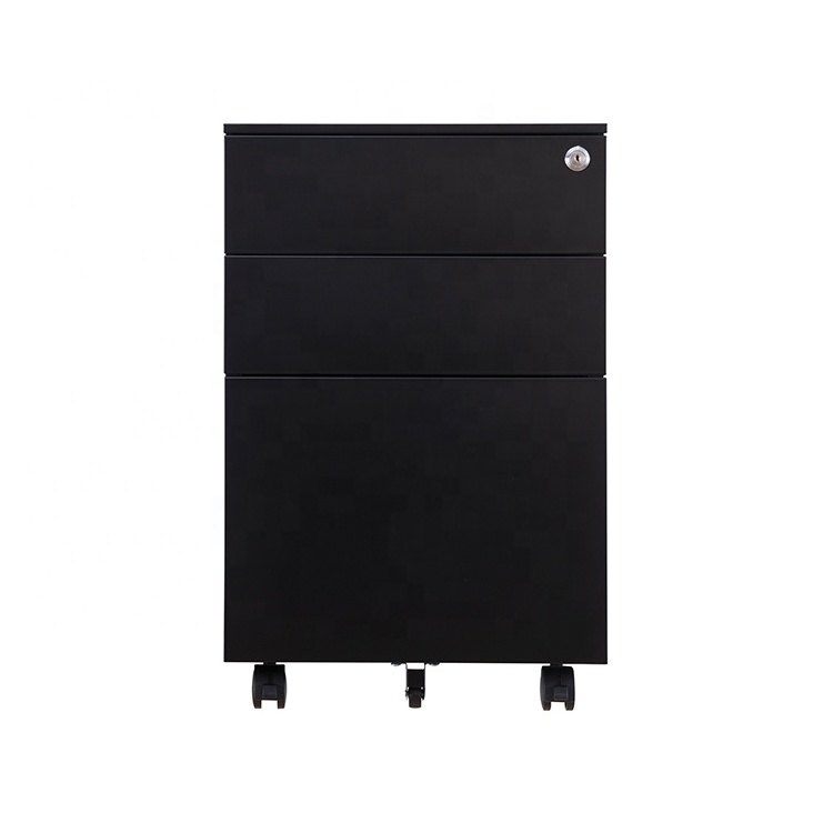 Office furniture equipment 3 drawers filing cabinet for A4 file steel metal mobile pedestal with key lock