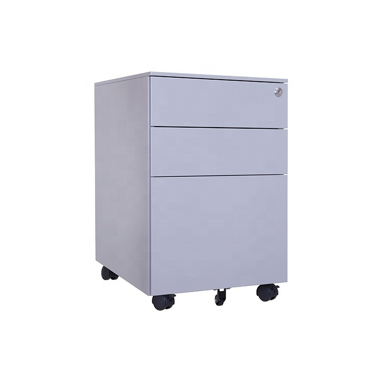 Office furniture equipment 3 drawers filing cabinet for A4 file steel metal mobile pedestal with key lock