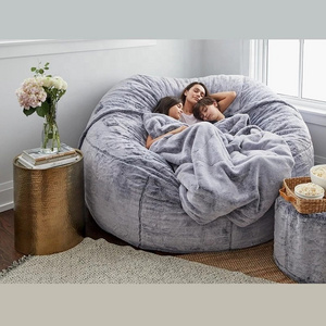 Extra large bean bag cover 7ft foam filled living room sofa faux fur giant sofa bed bean bag chair