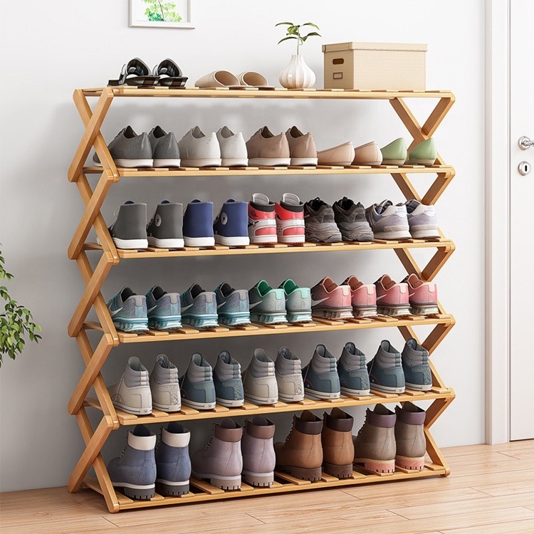 Free installation folding multi-layer shoe rack simple household economic racks storage bamboo shoe rack cabinet