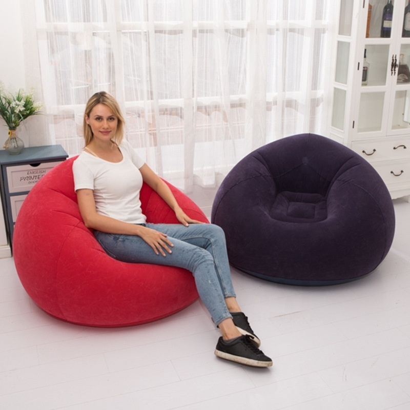 Bean bag chair inflatable lazy sofa chair no filling ultra soft foldable flocking furniture bean bag comfy beanbag for dorm room