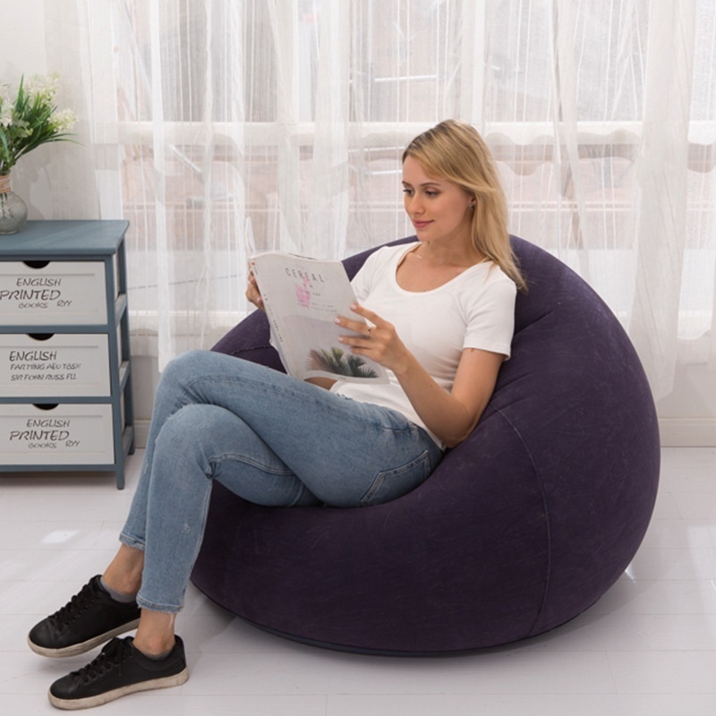 Bean bag chair inflatable lazy sofa chair no filling ultra soft foldable flocking furniture bean bag comfy beanbag for dorm room