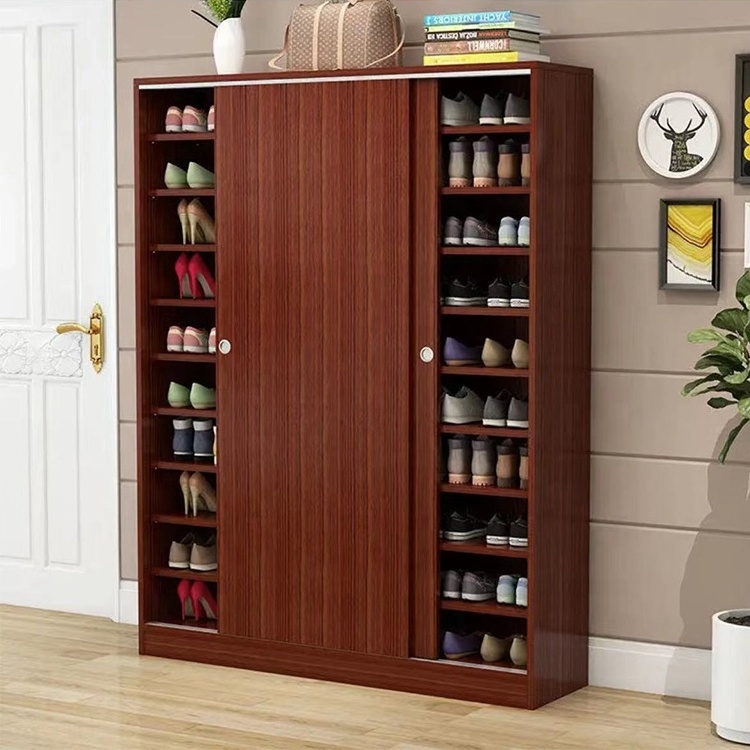 Modern shoe cabinet sliding door shoe cabinet large wooden shoe rack design cabinet