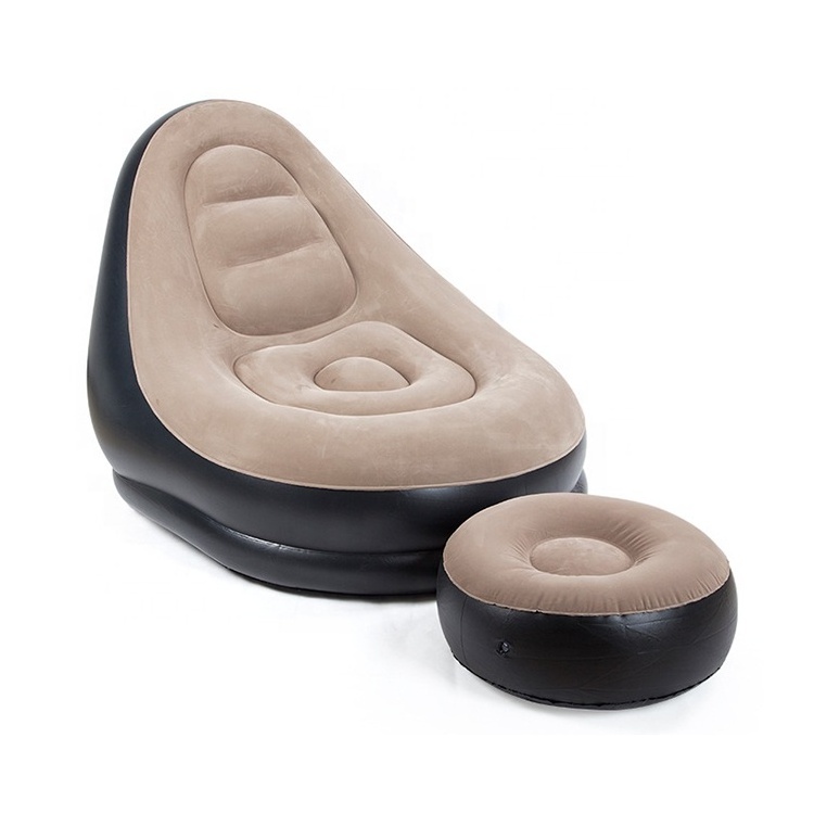 Floor sofa chair single Inflatable sofa bean bag with foot stool for living room