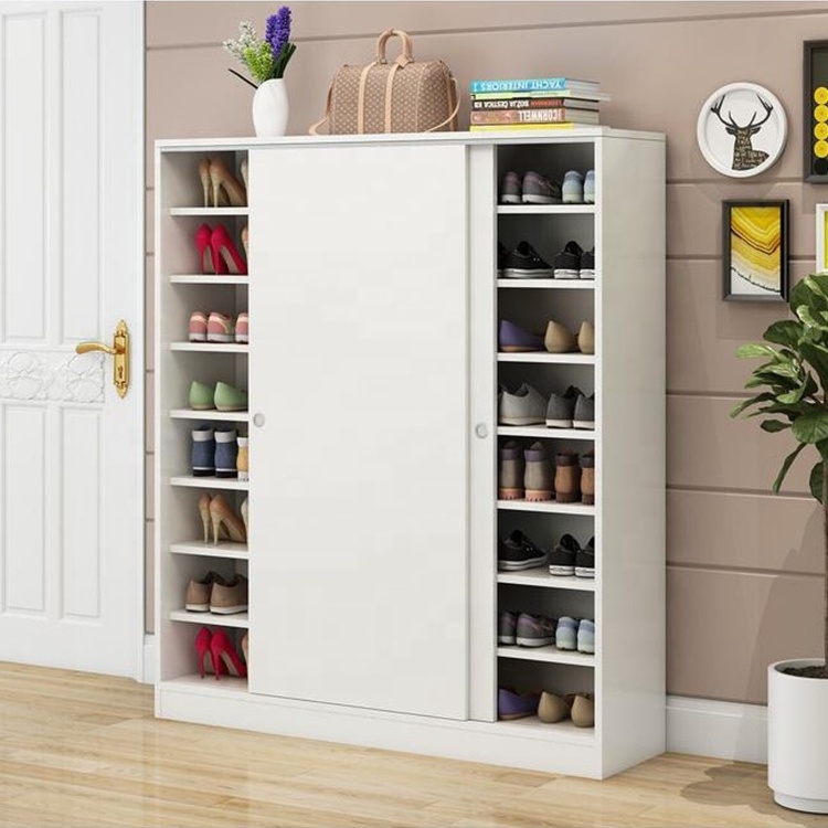 Modern shoe cabinet sliding door shoe cabinet large wooden shoe rack design cabinet