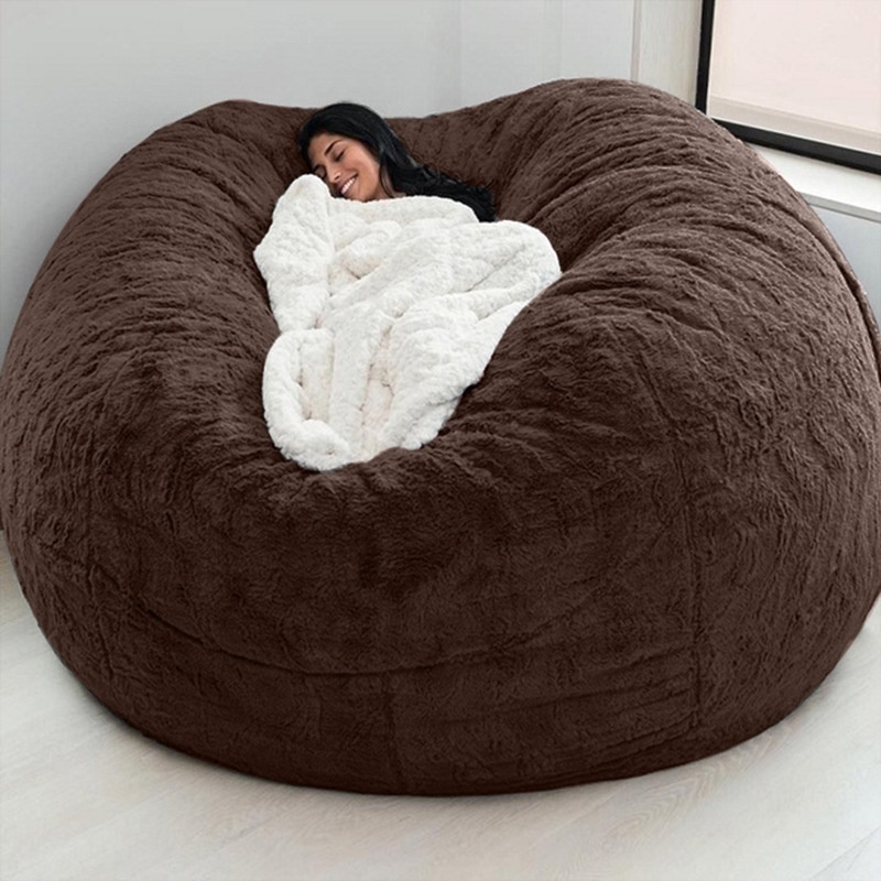 Extra large bean bag cover 7ft foam filled living room sofa faux fur giant sofa bed bean bag chair