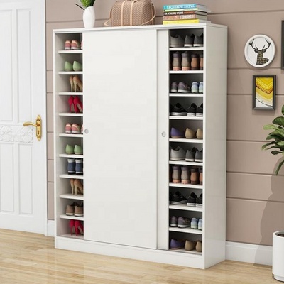 Modern shoe cabinet sliding door shoe cabinet large wooden shoe rack design cabinet