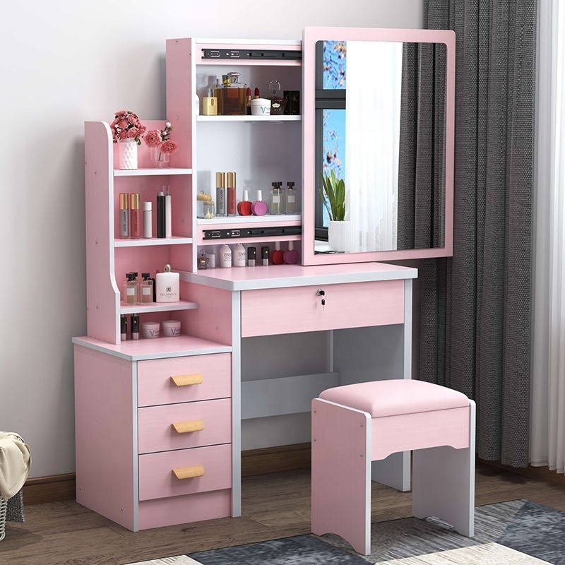 High quality modern european drawers storage bedroom furniture nordic vanity makeup dressing table with mirror and stool