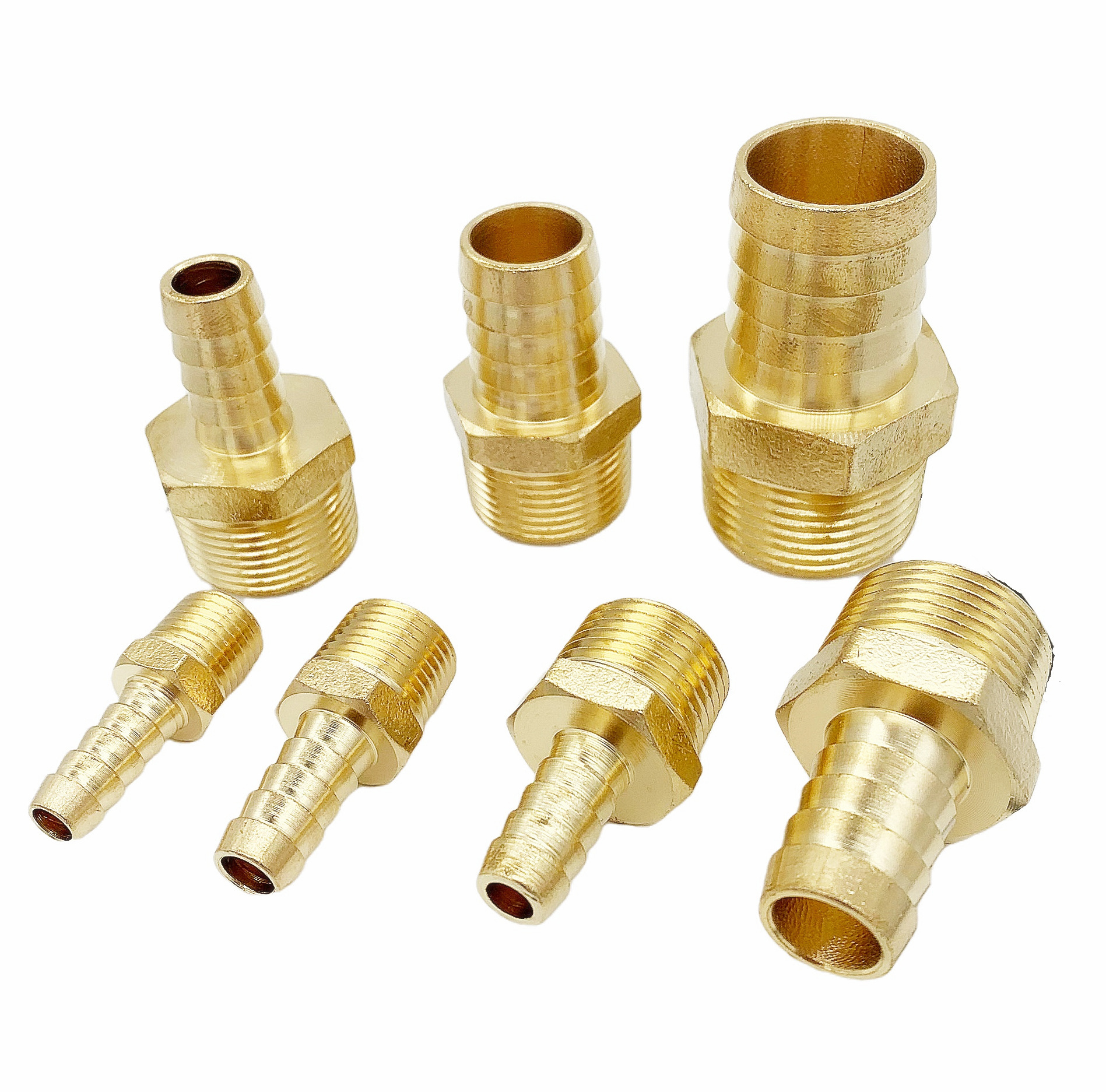 High Quality China Factory Male Thread Forged Brass Hexagonal Connector  Hose Barb Nozzle Fitting