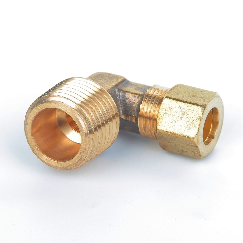 Brass Ferrule Compression Pipe Fittings,Brass Male Connector Elbow Brass Fitting3/8