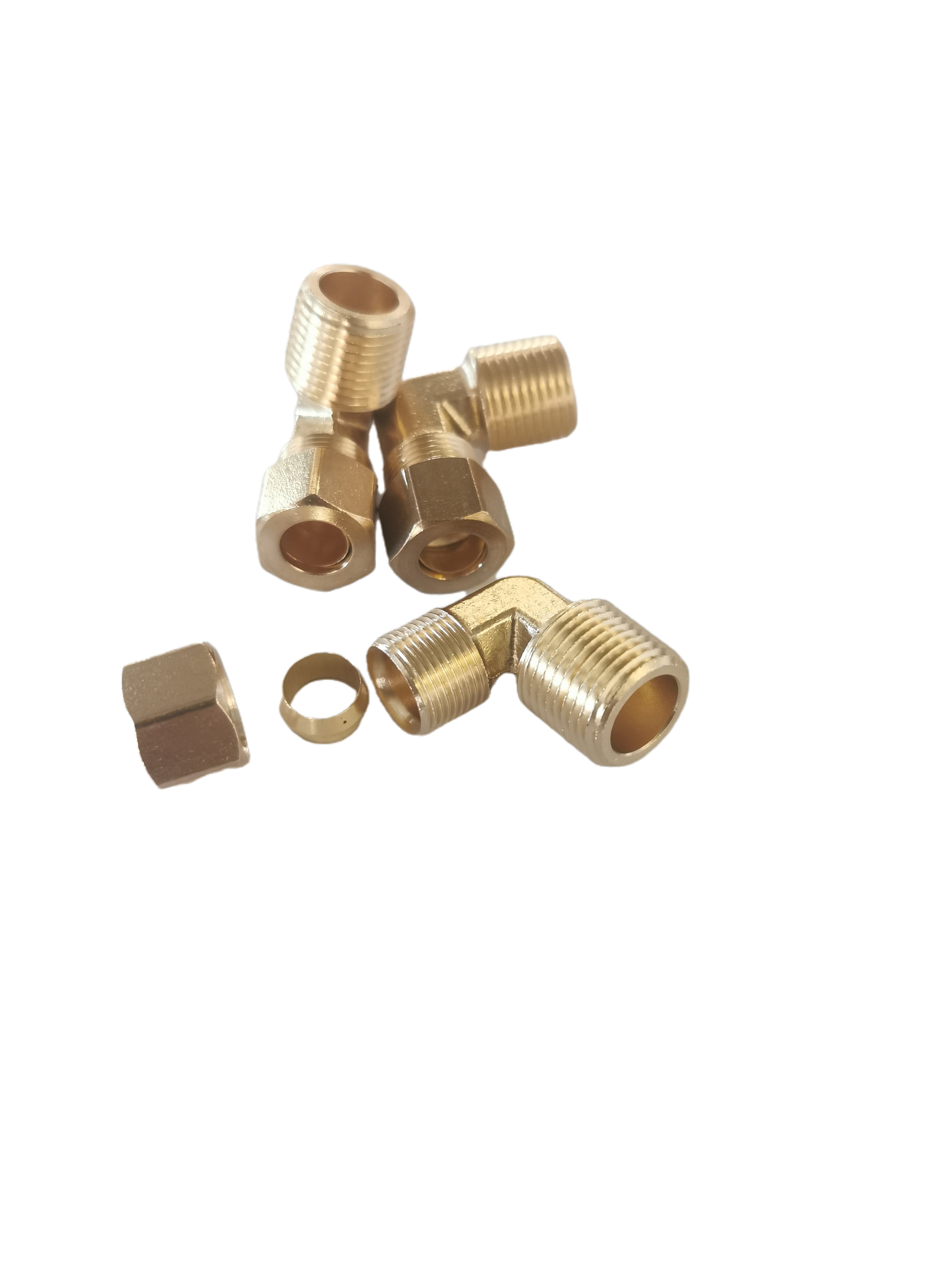 Brass Ferrule Compression Pipe Fittings,Brass Male Connector Elbow Brass Fitting3/8