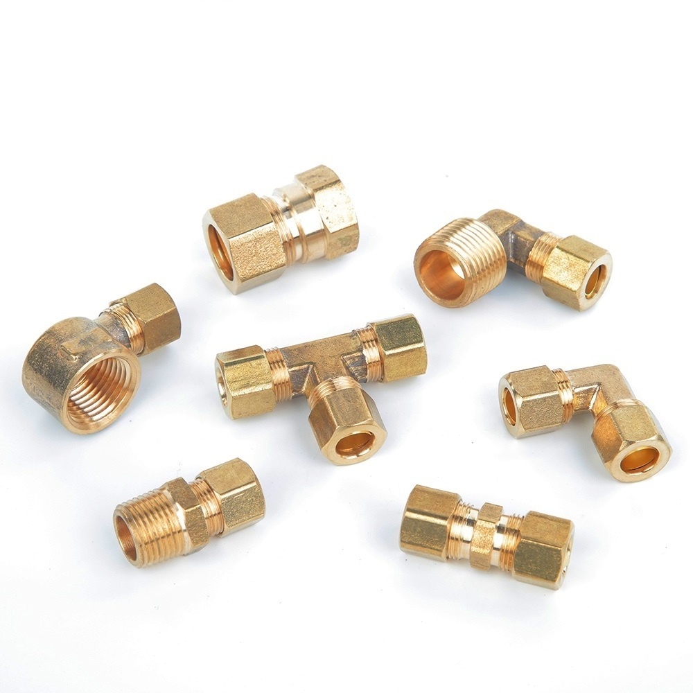 Brass Ferrule Compression Pipe Fittings,Brass Male Connector Elbow Brass Fitting3/8