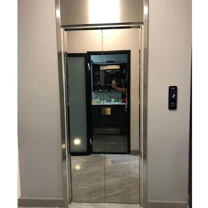 CE certified Machine roomless home elevator with hairline stainless steel and panorama glass decoration