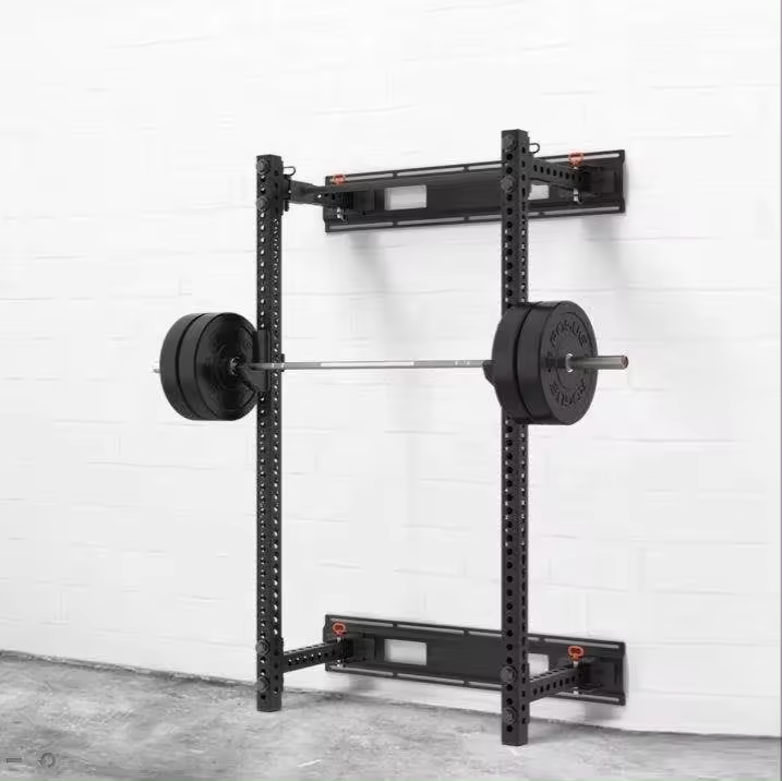 800 Pounds Folding Wall Mounted Squat Rack Power Rack with Pull Up Bar, J Hooks